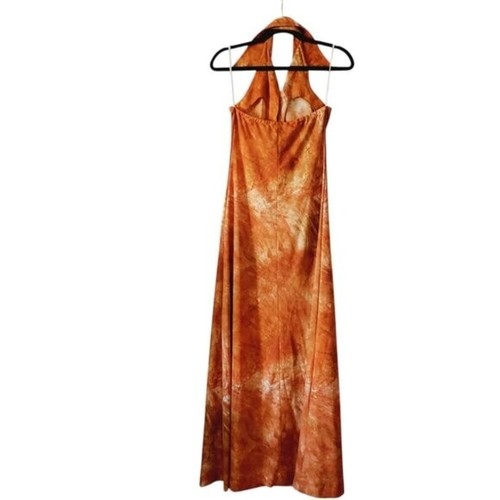 Lanvin Paris Vintage 1970's Rare Collared Retro Halter Maxi Dress S - Picture 2 of 8