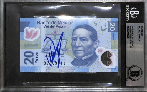 Ultimo Dragon Signed $20 Mexican Pesos Bill BAS COA WWE Gem Mint 10 Autograph - Picture 1 of 12
