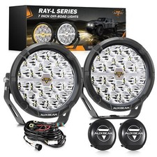 Auxbeam Ray-l 7 Round Led Driving Light 240w White Amber Drl Offroad Pair Spot