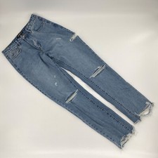 Missguided high rise distressed raw hem light wash women's jeans size 6R