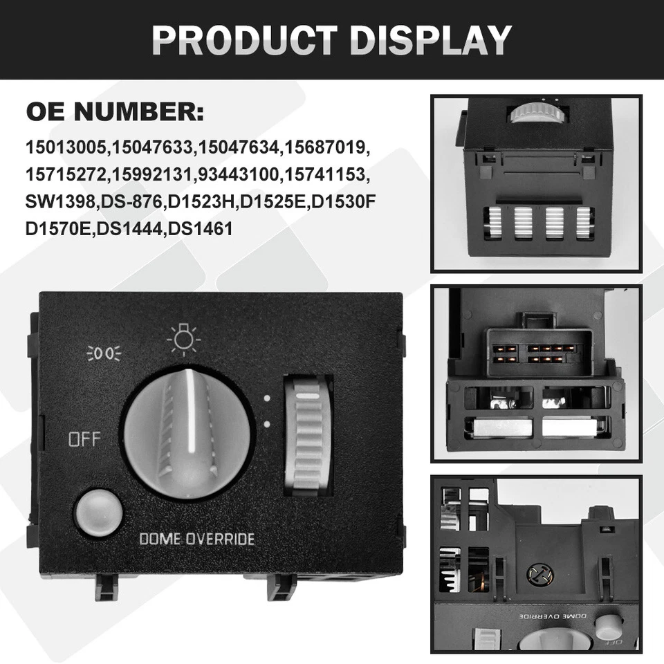 Interruptor de luz de estacionamiento para camioneta Chevy GMC 1995-99 15013005 montado en el tablero Foto 4 de 4