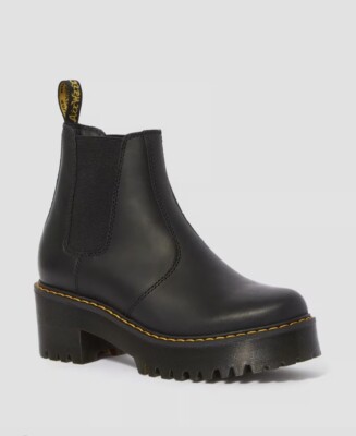 DR MARTENS Rometty Wyoming Leather Platform Chelsea Boots - Black - 10 US