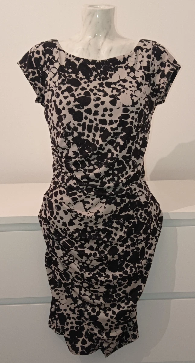 Round neck abstract print bodycon dress cheap