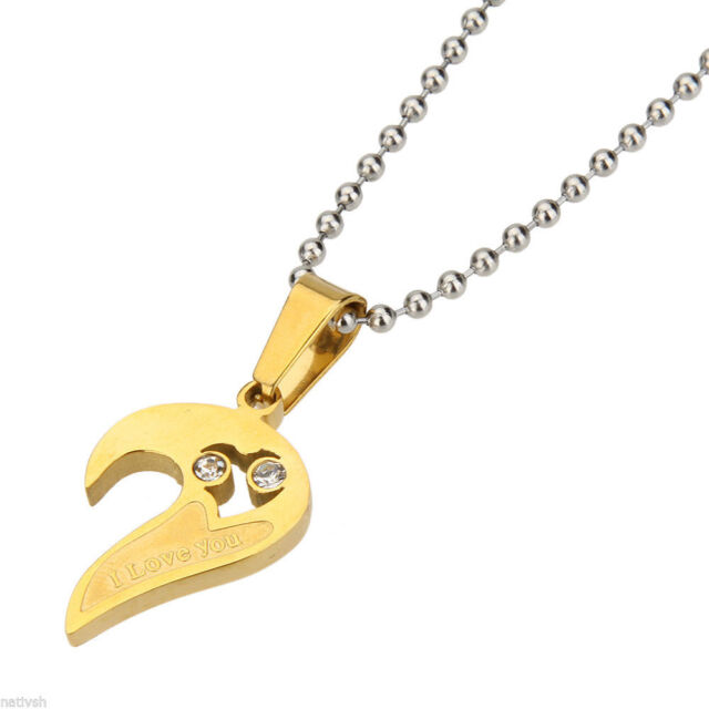 Stainless Steel Men Women Lover Couple Necklace I Love You Heart Shape Pendant NP10396