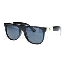 Marijuana Leaf Fashion Sunglasses Flat Top Black Frame UV 400