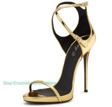 Women's Peep Toe High Heels Shoes Cross Strap Lady Sandals Wedding Party Shoes