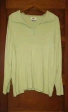Talbots Top Womens 3X Green Long Sleeve Pull Over Split Neck Collared (#1792)