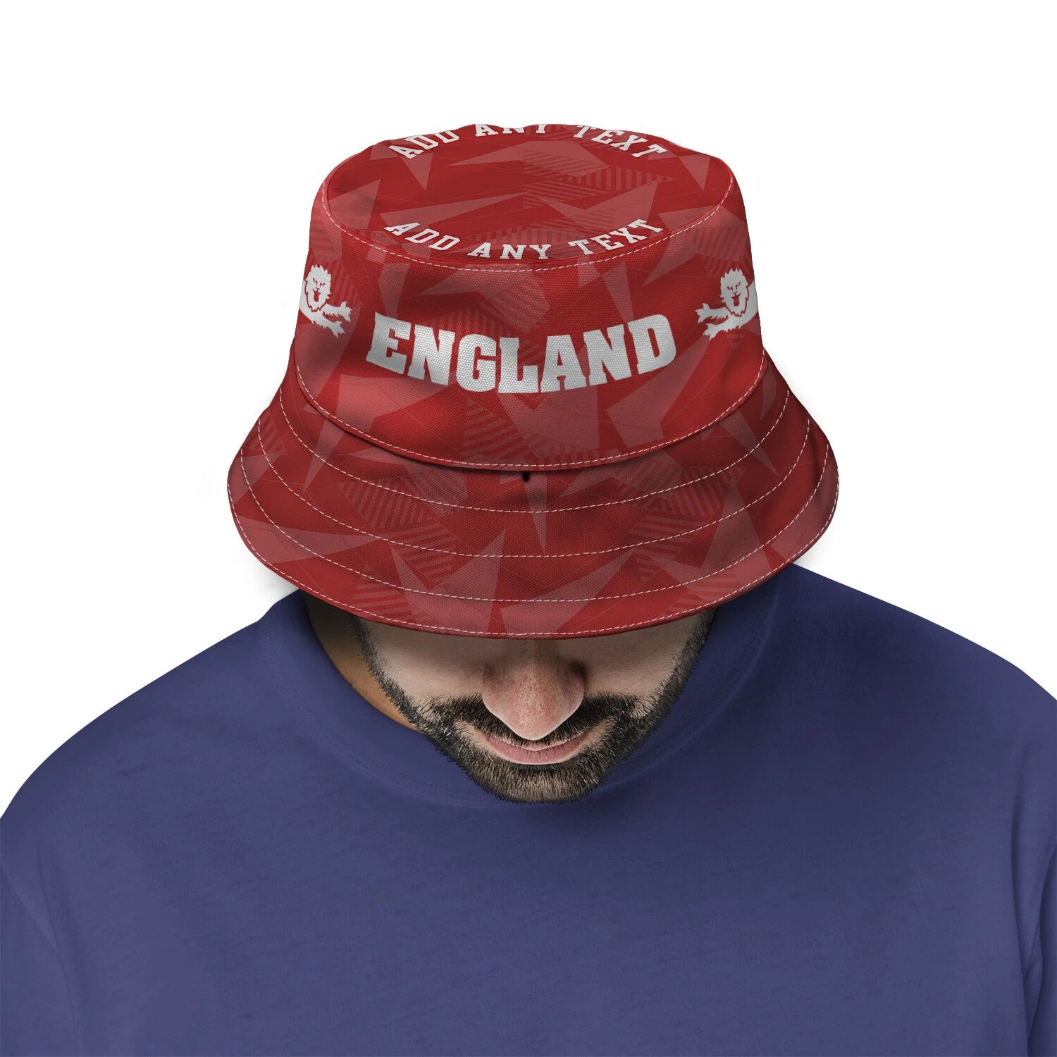 ENGLAND Football Bucket Hat Red Retro Lion football Fisherman hat