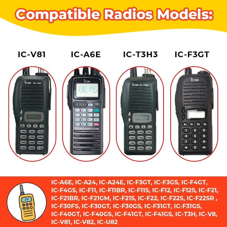 5PC Type-C Battery BP-210 BP-209 2000mAh For ICOM IC-F21 IC-F21BR IC-F21GM Radio - Image 4 of 4