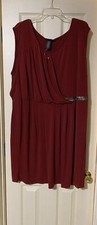 Lys Women’s Burgundy Midi Dress Sleeveless Scoop Neck Stretch Size 2X