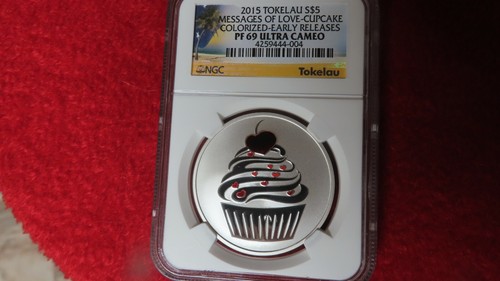 2015 Tokelau Coffee & Cupcake Messages of Love 1oz Silver Coin Set NGC PF69 UC - Picture 8 of 12