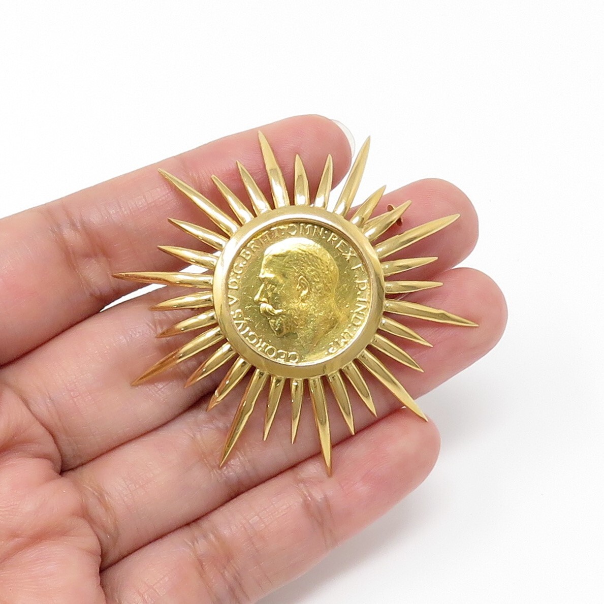 NYJEWEL King VI Sovereign Gold Coin Pin Brooch… Gem