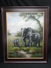 Alberts Art Mirror Elephant Yb 24x30 Signed Ken Robert