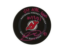 Dawson Mercer Autographed New Jersey Devils Official Game Puck Inscribed 