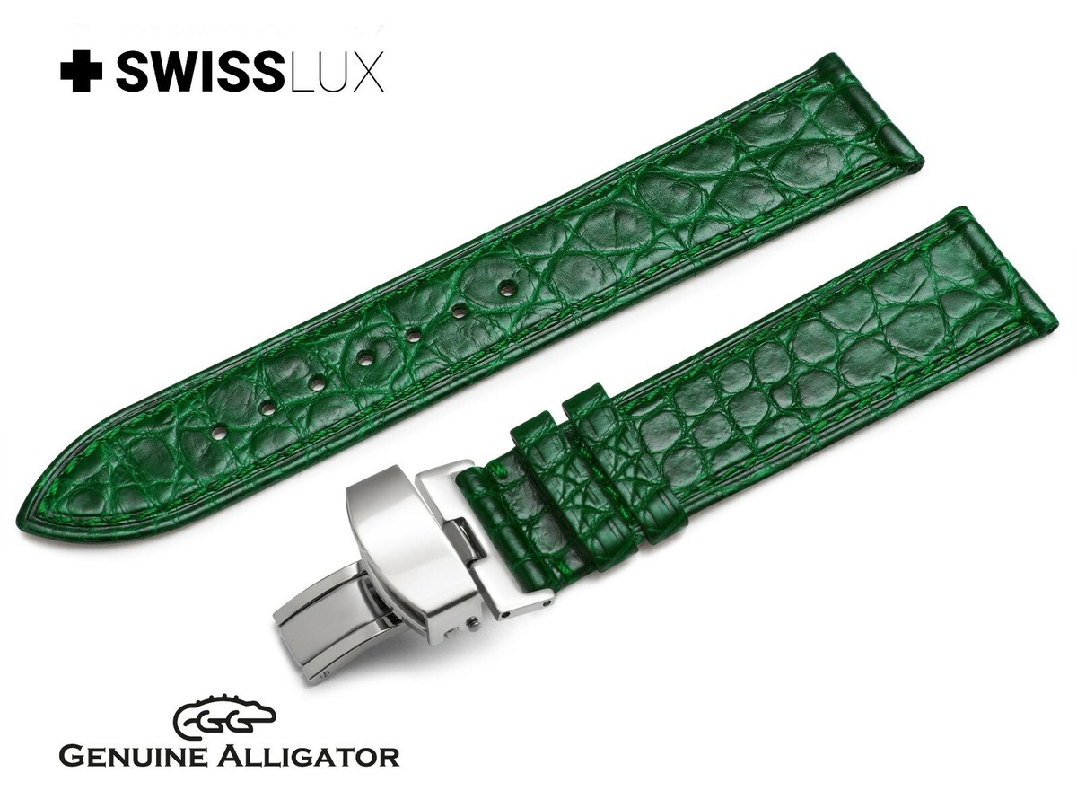 Crocodile Alligator Leather For SEIKO Watch GREEN Strap Band