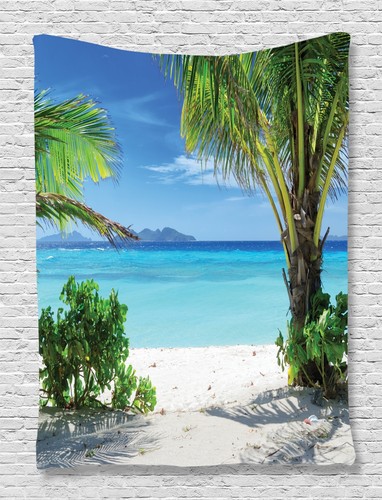 Tropical Plants Seaside Tapestry Wall Hanging for Living Room Bedroom Dorm Decor