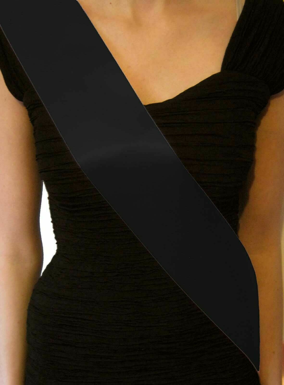 Plain Black Sashes Blank Basic Hen Party Satin Ribbon 100mm 10cm Make Your Own