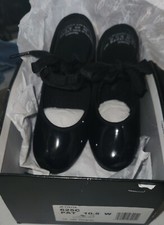 Little GIRLS Dance TAP SHOES 10.5W Capezio Jr. Tyette, New BLK PATent Leather