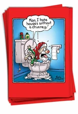 12 Funny Christmas Cards (1 Design, 12 Cards) - House With No Chimney