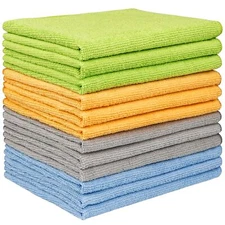 Microfiber Cleaning Cloth 12 Pack, Soft Absorbent, Lint Free, for Car, House