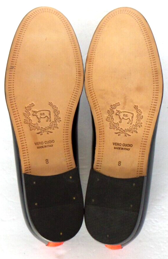 NEW & CUTE! Women's $350 DEL TORO Black "PATENT LEATHER" Slippers Loafers Shoe 8