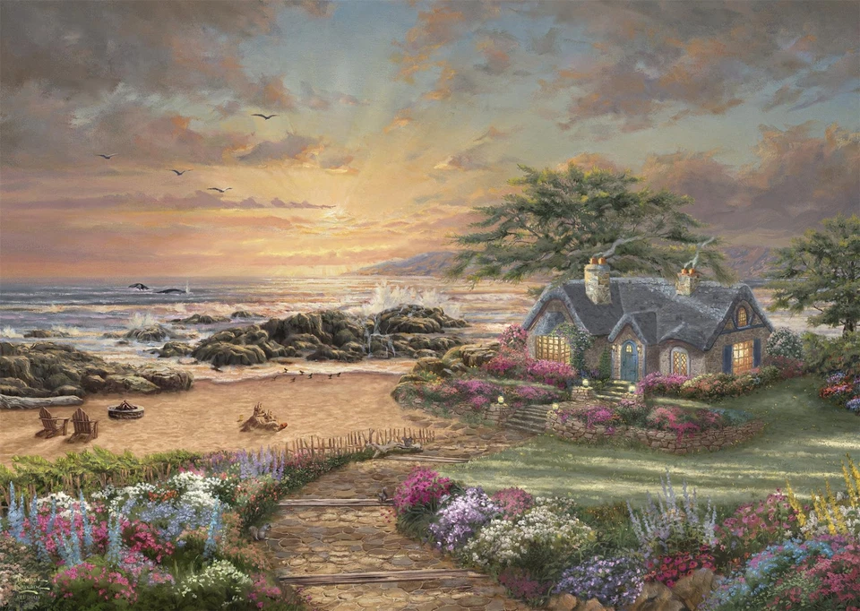 Rompecabezas Schmidt Thomas Kinkade: Seaside Cottage (1000 piezas)