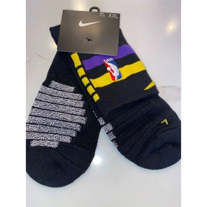 Nike Kobe Negro Edición Mamba Elite NBA LA Lakers Auténticos Cuarto Calcetines Foto 2 de 4