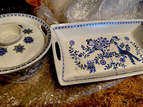 Vintage Figgjo Turi-Design Lotte Norvegia, blu bianco piatto da forno/servizio/vassoio - Foto 5 di 5