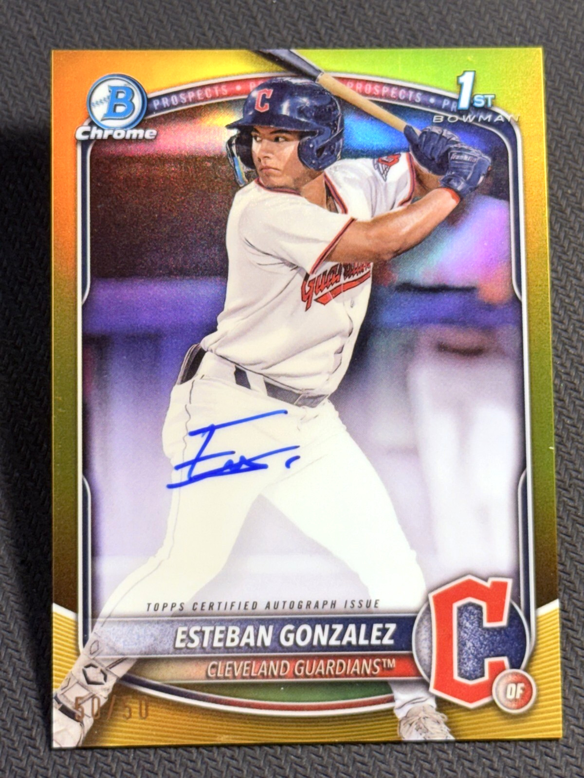 2025 Bowman Chrome 1st GOLD REFRACTOR AUTO Esteban Gonzalez 50/50, an Ebay 1/1
