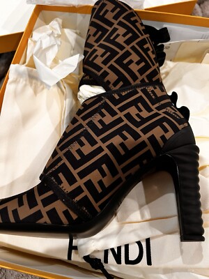 Fendi Lycra Vitello FF Logo Ankle Boots EU 38 U.S. 7.5 | eBay