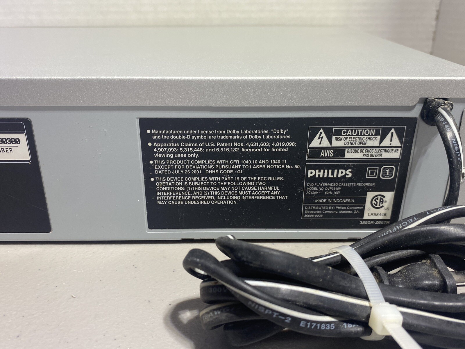 Philips VCR/DVD Combo Model DVP3345V/17 Tested & Working No Remote