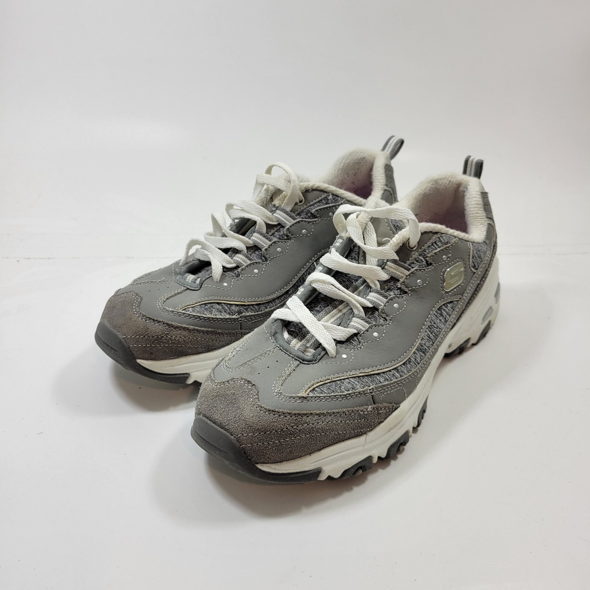 Skechers D'Lites Me Time Gray Casual Shoes Sneakers Women Size