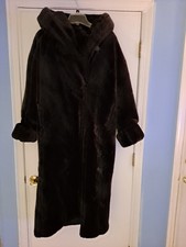 Monterey Vintage Usa Black Long Faux Fur Hood Pockets   Coat  "rare Nwot"
