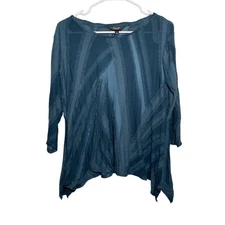 Simply Vera Verawang Blouse Women's Medium Textured Asymmetrical 3/4 Sleeve