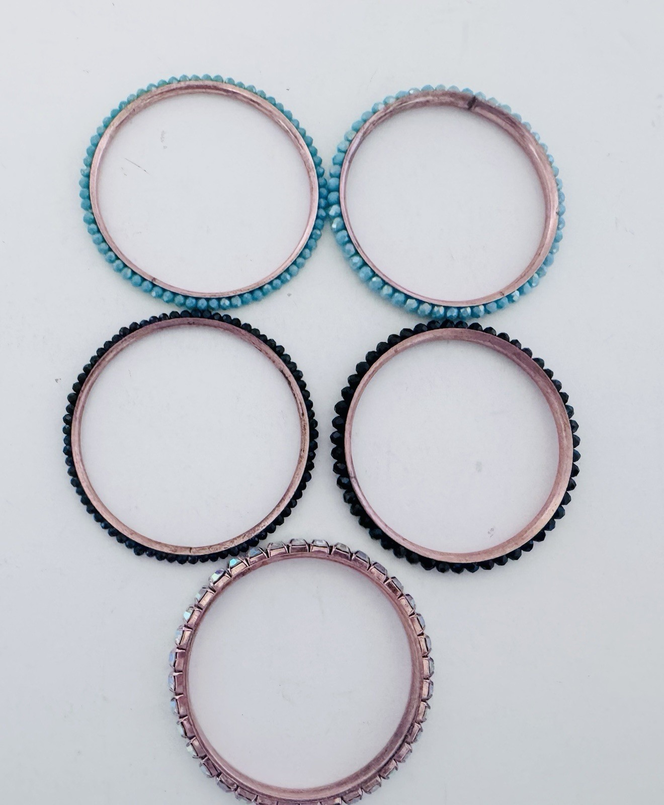 Copper Bangle Bracelets Textured Twisted Faux Bea… - image 5