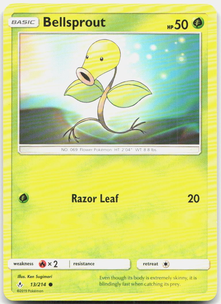 Bellsprout 13/214 Common Unbroken Bonds Pokemon Lightly Played