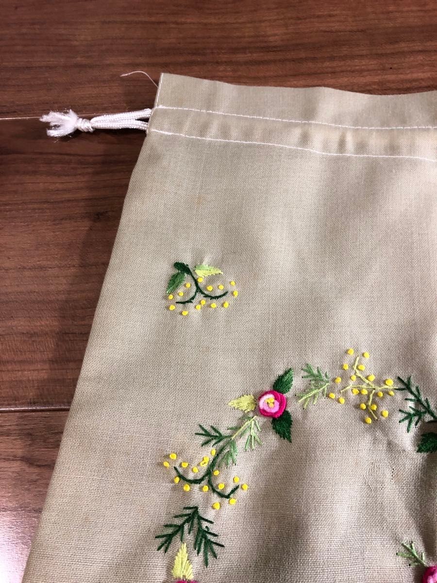 Drawstring bag Drawstring pouch Floral pattern em… - image 5