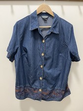 City Blues by Koret Women s Short Sleeve Denim Blouse with Embroidered Design