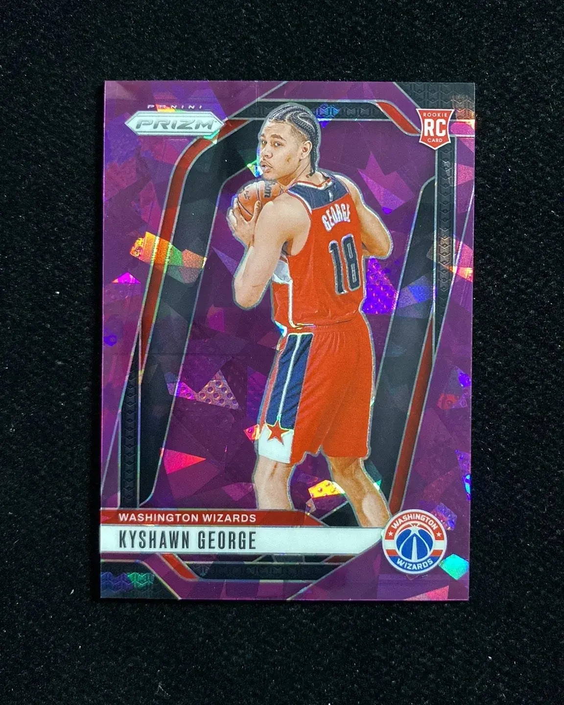 2024-25 Panini Prizm Kyshawn George #257 Purple Ice /149 RC Rookie Wizards 999