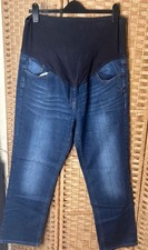 Next Maternity Jeans UK 16R Slim Blue Stretch Over Bump Denim Trousers