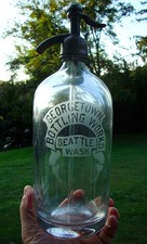 GEORGETOWN BOTTLING WORKS ~ WESTERN ETCHED SELTZER BOTTLE ~ SEATTLE, WASHINGTON