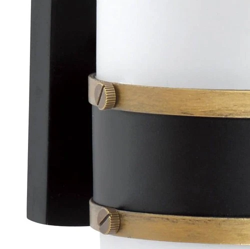 Capsule 10" High Matte Black and Gold Outdoor Wall Light - Picture 4 of 9