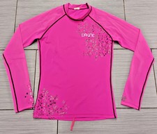 Dakine Women M Rash Guard Bubblegum pink floral Skins Swim Surf Shirt Y2K vtg