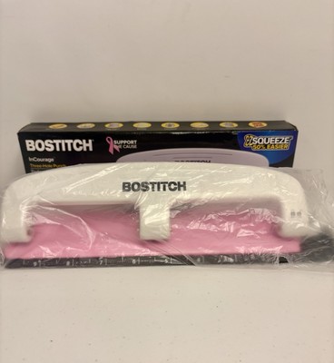 Bostitch EZ Squeeze InCourage Three-Hole Punch 12-sheet Pink