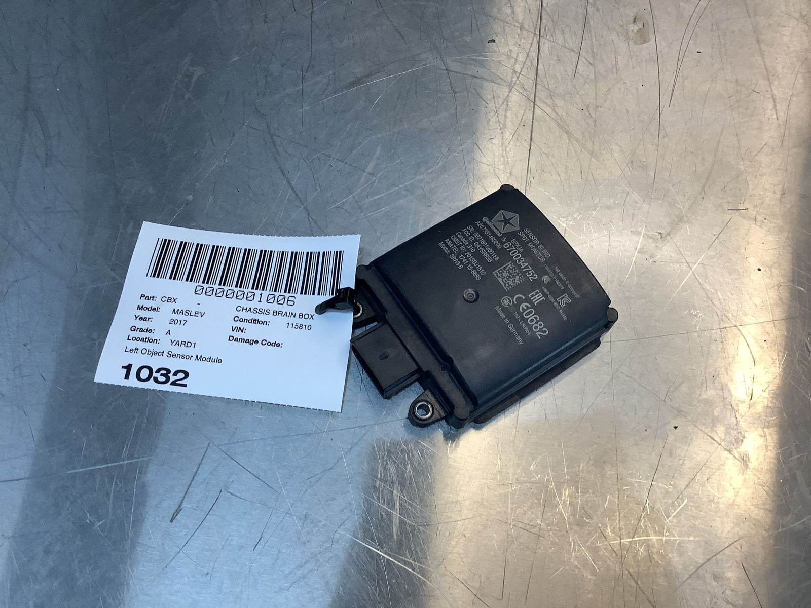Maserati Levante 2017-2020 Rear Right Radar sensor P/N 670034752