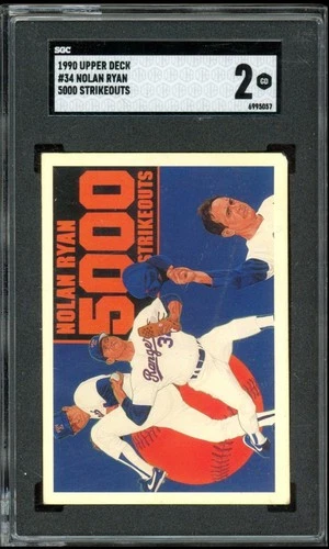 1990 Upper Deck Nolan Ryan #34 5000 Strikeouts SGC Good Beautiful Card HOF