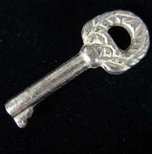Antique Brass Key w/ Laurel Leaf Wreath and Roses Open Hollow Barrel Skeleton