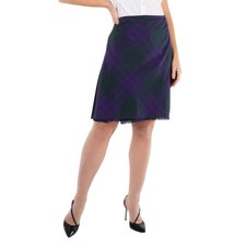 Burberry Vintage Check Frayed-Edge Wool Skirt