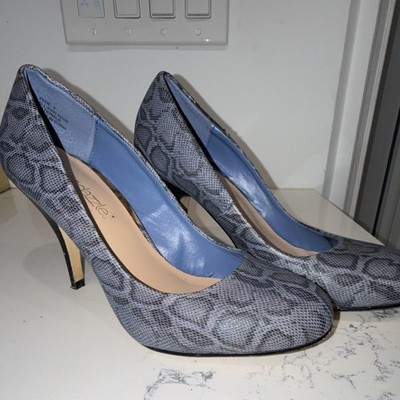 Shoedazzle Gray Snake Print Stiletto Heels Slip On Round Toe Women's Size 6