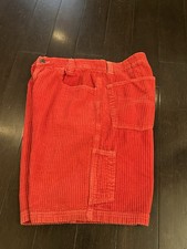 True Vintage 90s MCD Red Skater Surf Corduroy Cargo SHORTS Beach Mens SZ 32